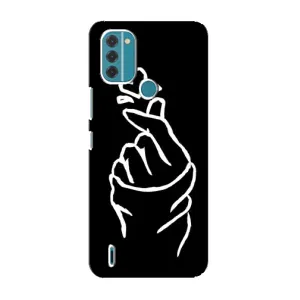 Чехлы (Знак сердечка) на Nokia C31 (Сердце на черном)