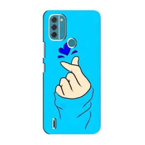 Чехлы (Знак сердечка) на Nokia C31 (Сердце на синем)