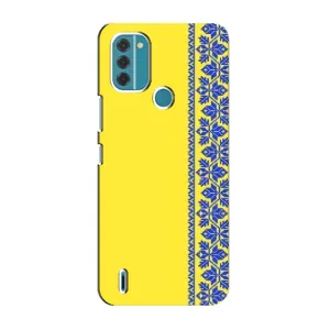 Силиконовый Чехол на Nokia C31 (Вышиванка на желтом)