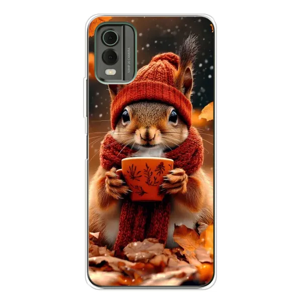 Чехол с рисунком «Белка с кофе» для Nokia C32 Чехол с рисунком «Белка с кофе» для Nokia C32