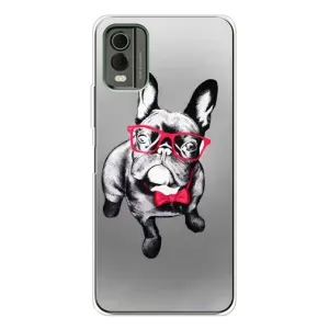 Чехол (ТПУ) Милые собачки для Nokia C32 (Бульдог в очках)