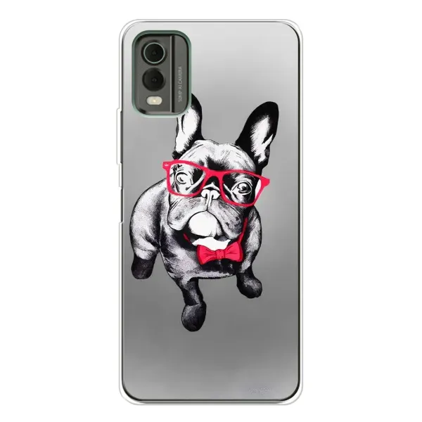 Чехол с рисунком «Бульдог в очках» для Nokia C32