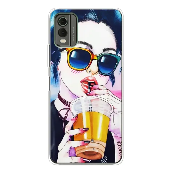 Чехол с рисунком «Девушка с коктейлем» для Nokia C32