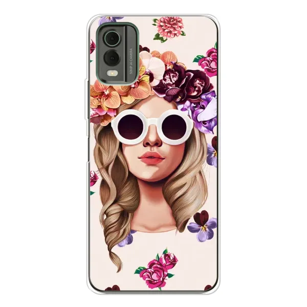 Чехол с рисунком «Девушка в очках» для Nokia C32