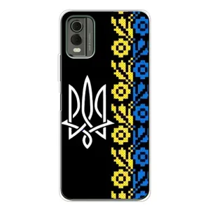 Силиконовый Чехол на Nokia C32 (Герб и вышыванка)