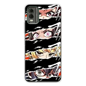 Силиконовые чехлы с глазами Anime для Нокиа С32 (Глаза на чорном)
