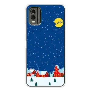 Силіконовий бампер на різдво для Nokia C32 (Місто в снігу)