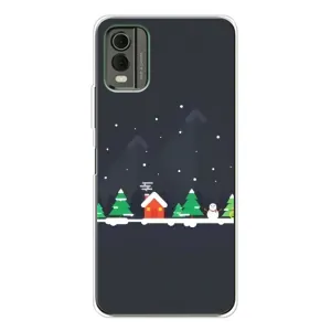 Силиконовый бампер на рождество для Nokia C32 (Город зимний)