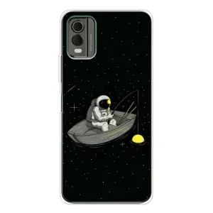 Силиконовый Чехол с принтом "Космонавты" на Nokia C32 (Космонавт на рыбалке)