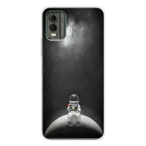 Силиконовый Чехол с принтом "Космонавты" на Nokia C32 (Космонавт романтик)