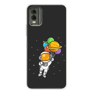 Силиконовый Чехол с принтом "Космонавты" на Nokia C32 (Космонавт с шариками)