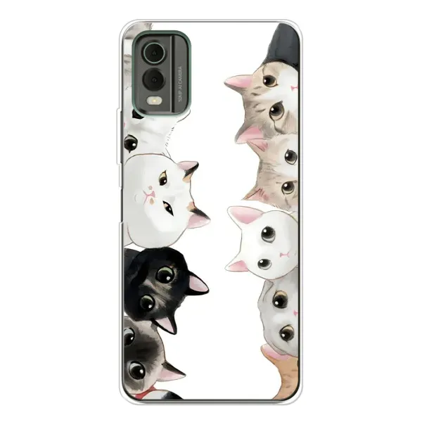 Чехол с рисунком «Коты» для Nokia C32