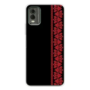 Силиконовый Чехол на Nokia C32 (Красная Вышиванка)