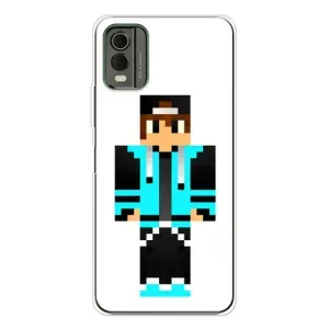 Чехлы для Nokia C32 (Персонажи Майн Крафт) (Мальчик в голубом)