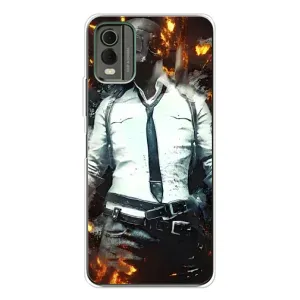Силиконовый чехол с картинкой "Герой Pubg" на Nokia C32 (Man Пубг)
