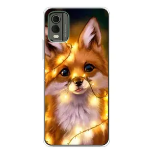 Чехол с Лисичкой для Nokia C32 (Новогодний лисенок)
