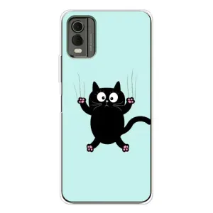 Силиконовый чехол с котиком для Nokia C32 (Падающий кот)