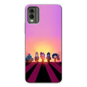 Чехол с рисунком «Персонажи в закате» для Nokia C32