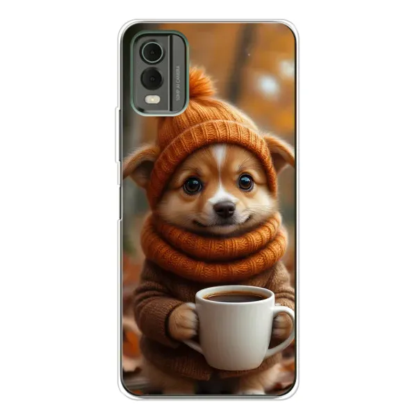 Чехол с рисунком «Собачка с кофе» для Nokia C32 Чехол с рисунком «Собачка с кофе» для Nokia C32