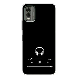 Чехол с картинками на черном фоне для Nokia C32 (Плеер)