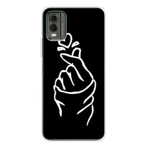 Чехлы (Знак сердечка) на Nokia C32 (Сердце на черном)