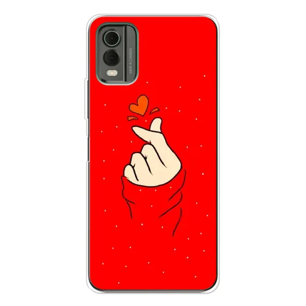 Чехол с рисунком «Сердце на красном» для Nokia C32 Чехол с рисунком «Сердце на красном» для Nokia C32