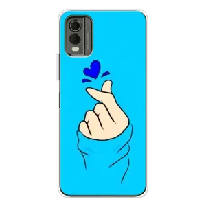 Чехлы (Знак сердечка) на Nokia C32 (Сердце на синем)