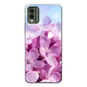 Силиконовый бампер с принтом (цветочки) на Нокиа С32 (Сиреневые цветы)