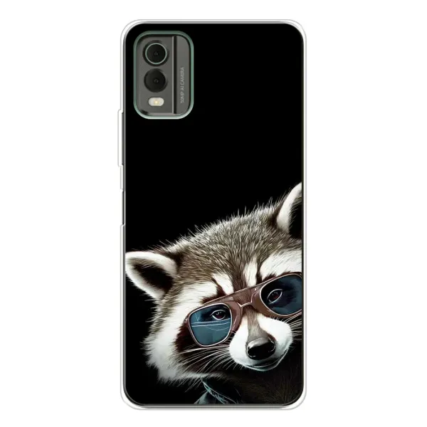 Чехол с рисунком «Стильный Енот» для Nokia C32