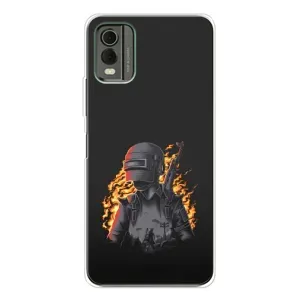 Силиконовый чехол с картинкой "Герой Pubg" на Nokia C32 (В огне)