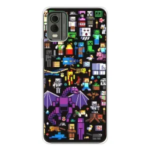 Чехол майнкрафт для Nokia C32 (Все персонажи)