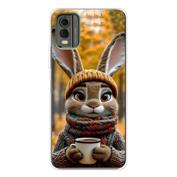 Чехол с рисунком «Зайчик с кофе» для Nokia C32 Чехол с рисунком «Зайчик с кофе» для Nokia C32