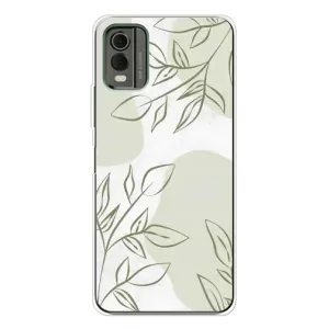 Чехол цветочный дизайн для Nokia C32 (Зелёный дизайн)