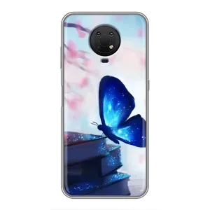 Силиконовый бампер с картинкой животных для Nokia G10 (Бабочка синяя)