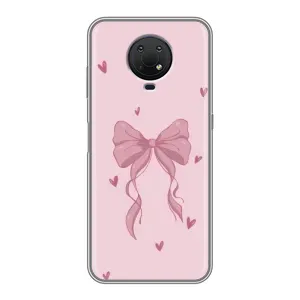 Чехол банты для Nokia G10 (Бант на розовом)
