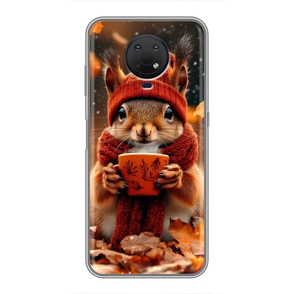 Чехол с рисунком «Белка с кофе» для Nokia G10 Чехол с рисунком «Белка с кофе» для Nokia G10