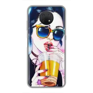 Чехол с картинкой Модные Девчонки Nokia G10 (Девушка с коктейлем)