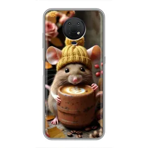 Печатный чехол «Зверята с кофе» для Nokia G10 (Мышка с кофе)