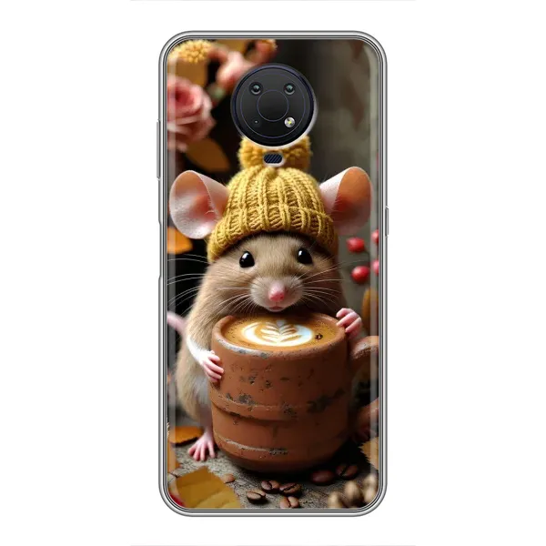 Чехол с рисунком «Мышка с кофе» для Nokia G10 Чехол с рисунком «Мышка с кофе» для Nokia G10