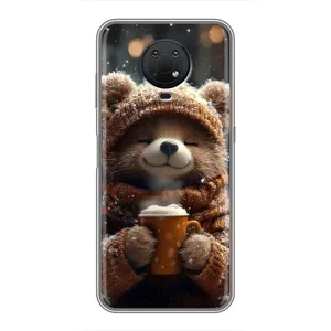 Печатный чехол «Зверята с кофе» для Nokia G10 (Медвежонок с кофе)