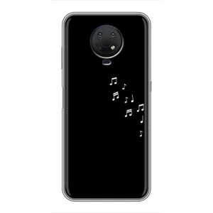 Чехол с картинками на черном фоне для Nokia G10 (Ноты)