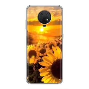Чехол с Цветами для Nokia G10 (поле подсолнухов)