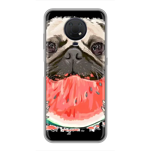 Чехол с рисунком «Смешной Мопс» для Nokia G10 Чехол с рисунком «Смешной Мопс» для Nokia G10