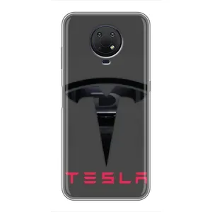 Силиконовый бампер с картинкой машины на Nokia G10 (Logo TESLA)
