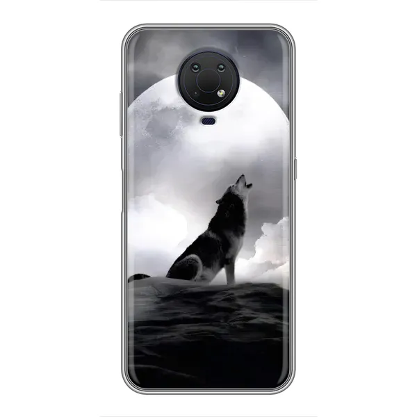 Чехол с рисунком «Волк и луна» для Nokia G10 Чехол с рисунком «Волк и луна» для Nokia G10
