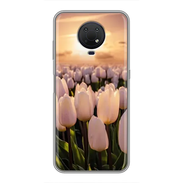 Чехол с рисунком «Закат с цветами» для Nokia G10