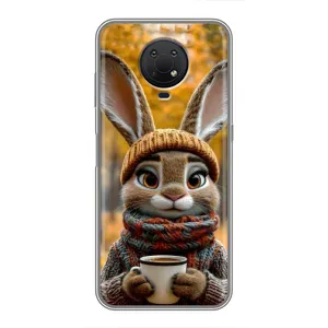 Печатный чехол «Зверята с кофе» для Nokia G10 (Зайчик с кофе)