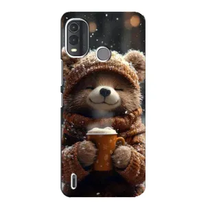 Печатный чехол «Зверята с кофе» для Nokia G11 Plus (Медвежонок с кофе)