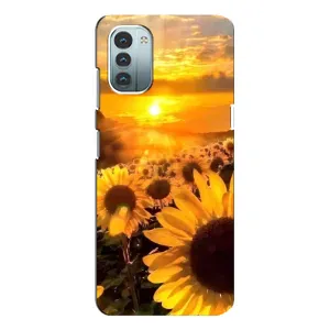 Чехол с Цветами для Nokia G11 (поле подсолнухов)