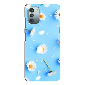 Чехол с Цветами для Nokia G11 (ромашки на голубом)
